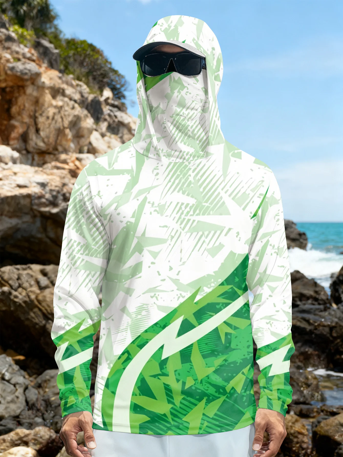 Mens Fishing Shirt Hooded UPF  - Outdoor Hunting Prints review and price