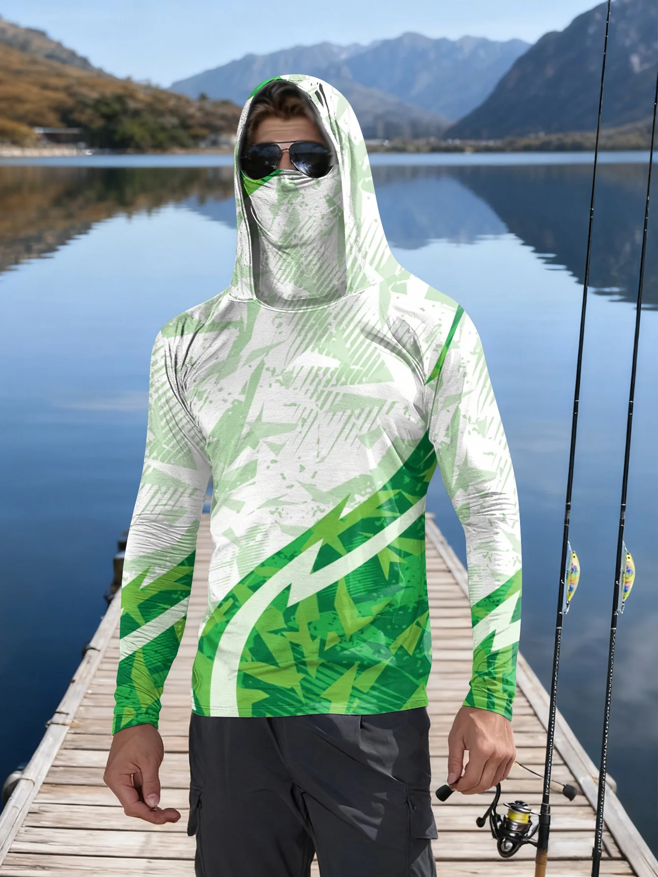 Mens Fishing Shirt Hooded UPF  - Outdoor Hunting Prints review and price