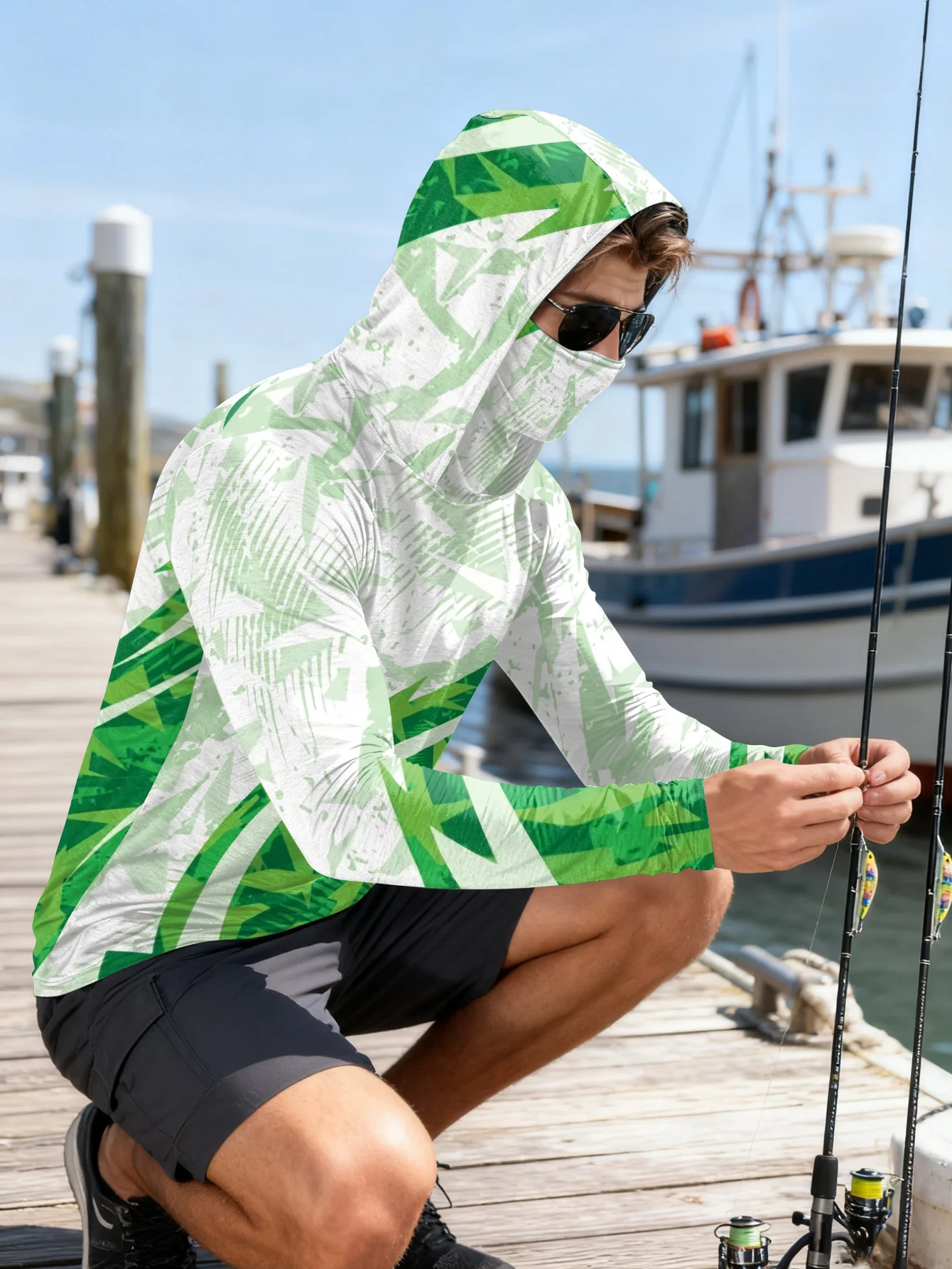 Mens Fishing Shirt Hooded UPF  - Outdoor Hunting Prints review and price